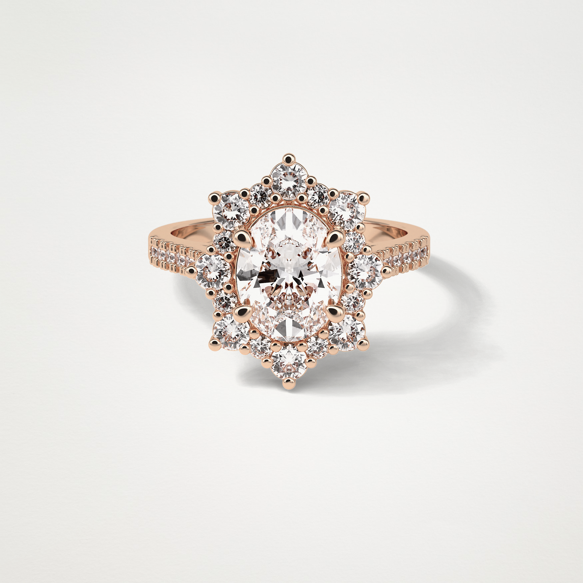 Oval Pave & Halo Lab Grown Diamond Engagement Ring