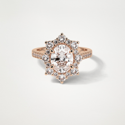 Oval Pave & Halo Lab Grown Diamond Engagement Ring