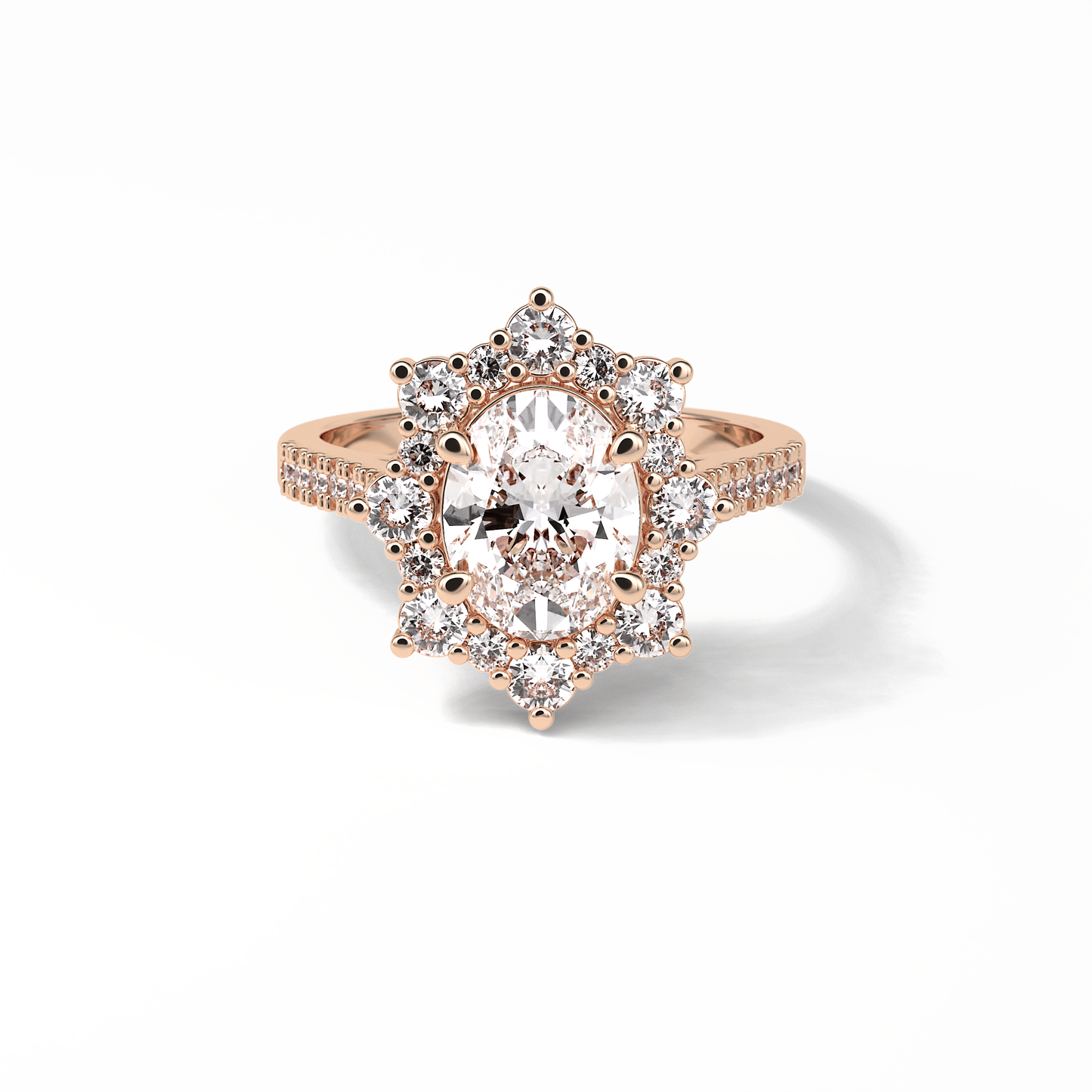 Oval Pave & Halo Lab Grown Diamond Engagement Ring