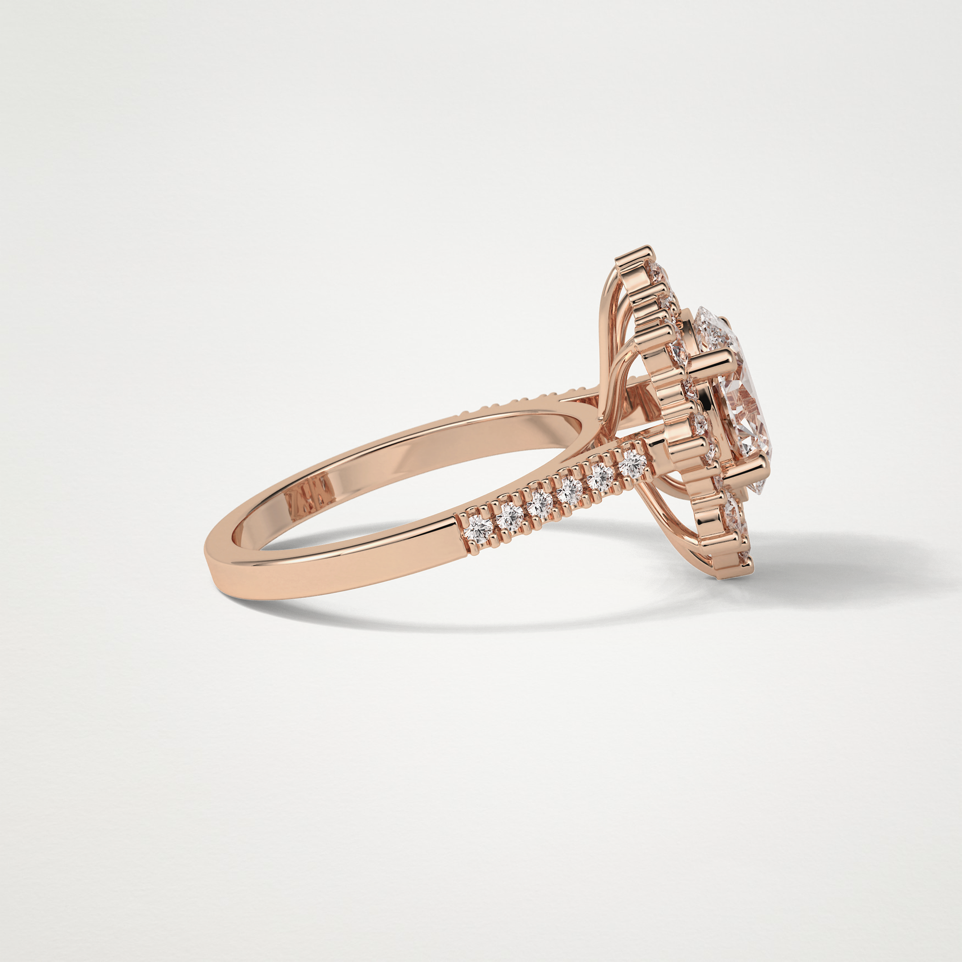 Oval Pave & Halo Lab Grown Diamond Engagement Ring