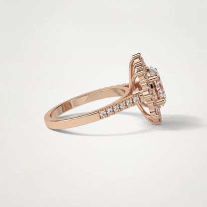 Oval Pave & Halo Lab Grown Diamond Engagement Ring