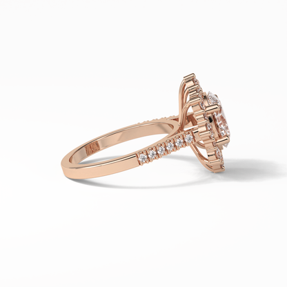 Oval Pave & Halo Lab Grown Diamond Engagement Ring