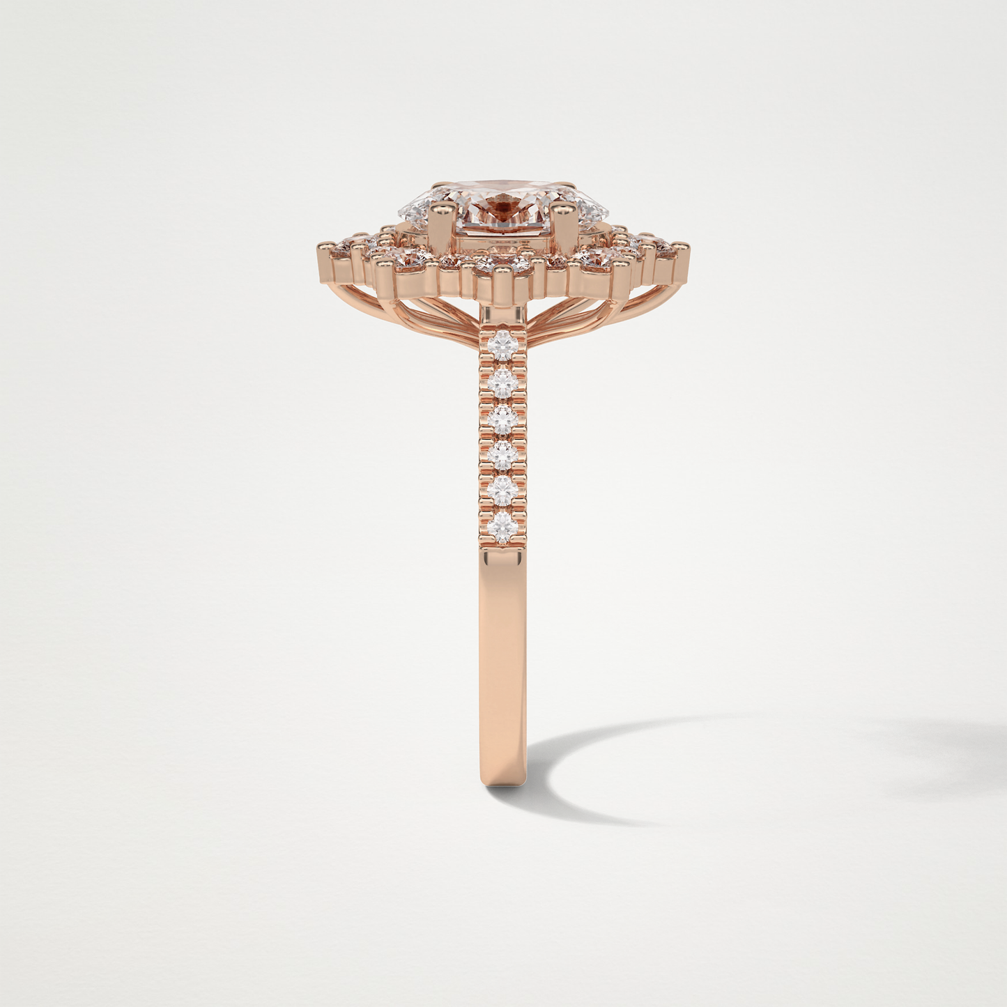 Oval Pave & Halo Lab Grown Diamond Engagement Ring