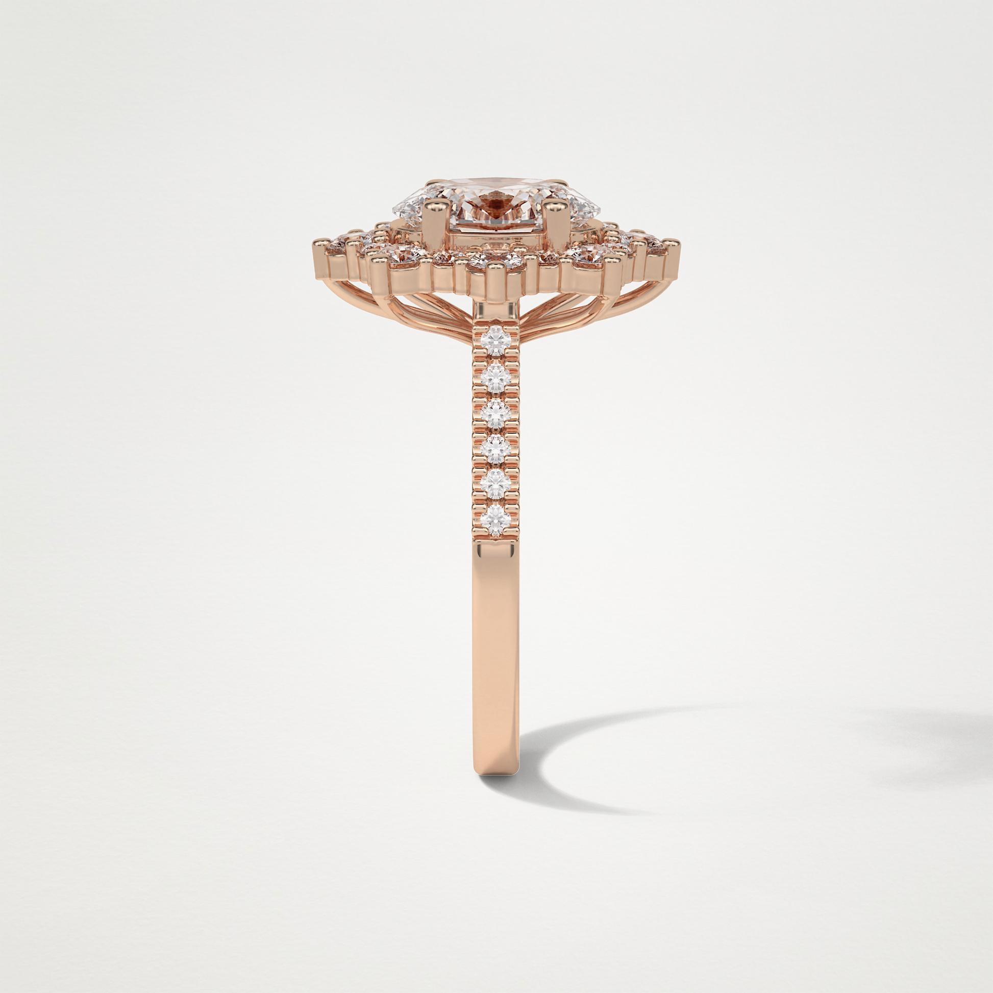 Oval Pave & Halo Lab Grown Diamond Engagement Ring