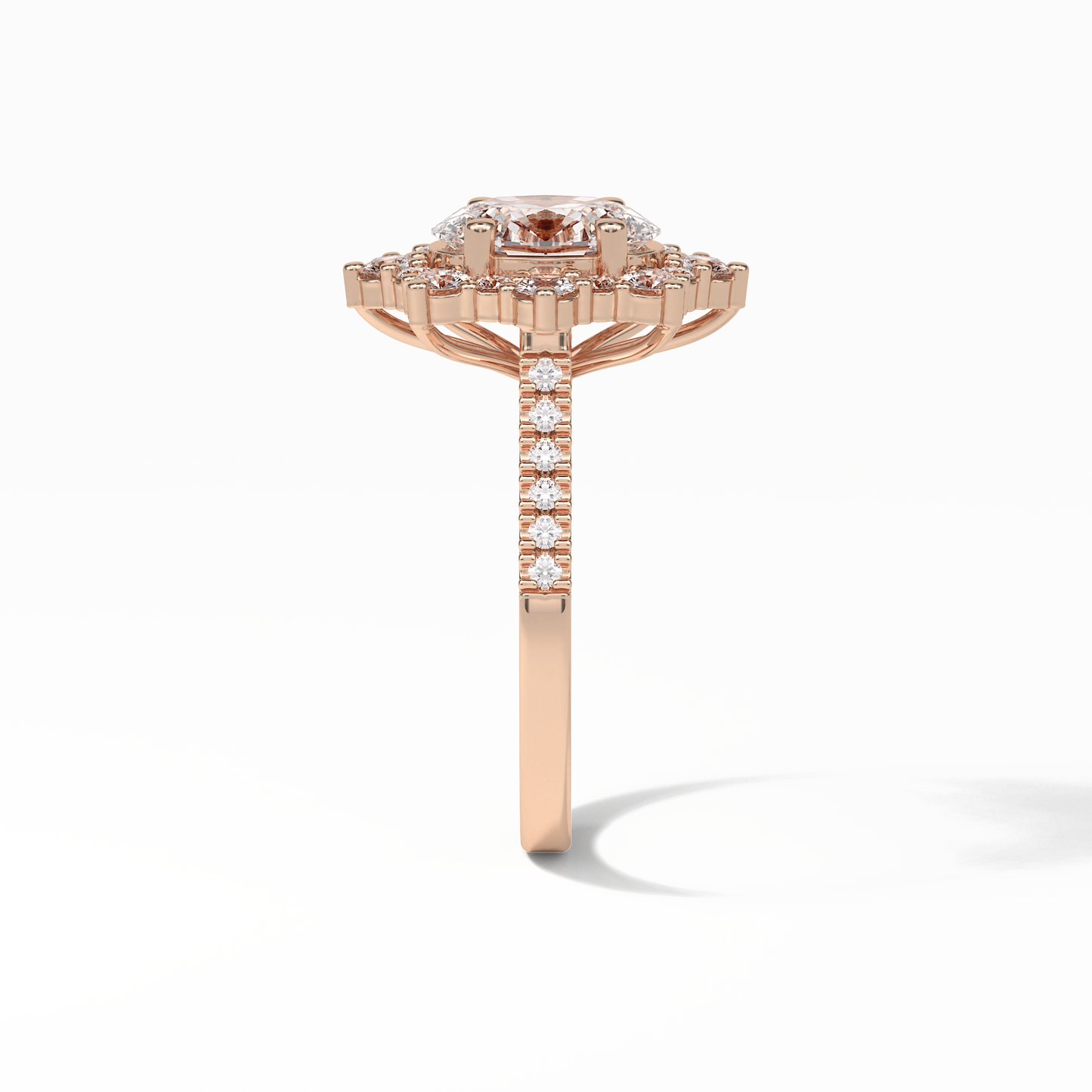 Oval Pave & Halo Lab Grown Diamond Engagement Ring