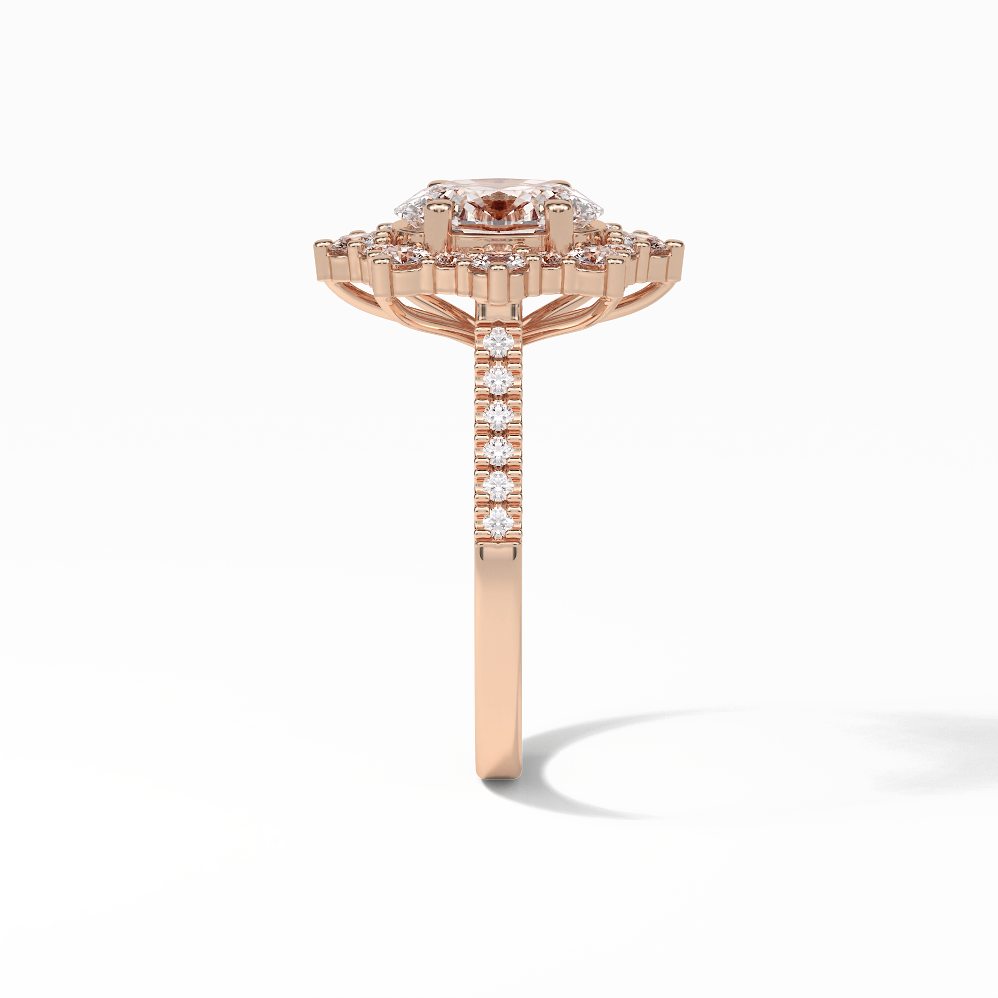 Oval Pave & Halo Lab Grown Diamond Engagement Ring