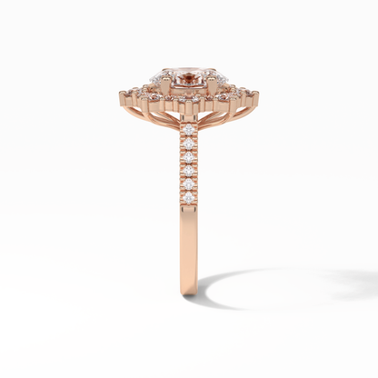 Oval Pave & Halo Lab Grown Diamond Engagement Ring