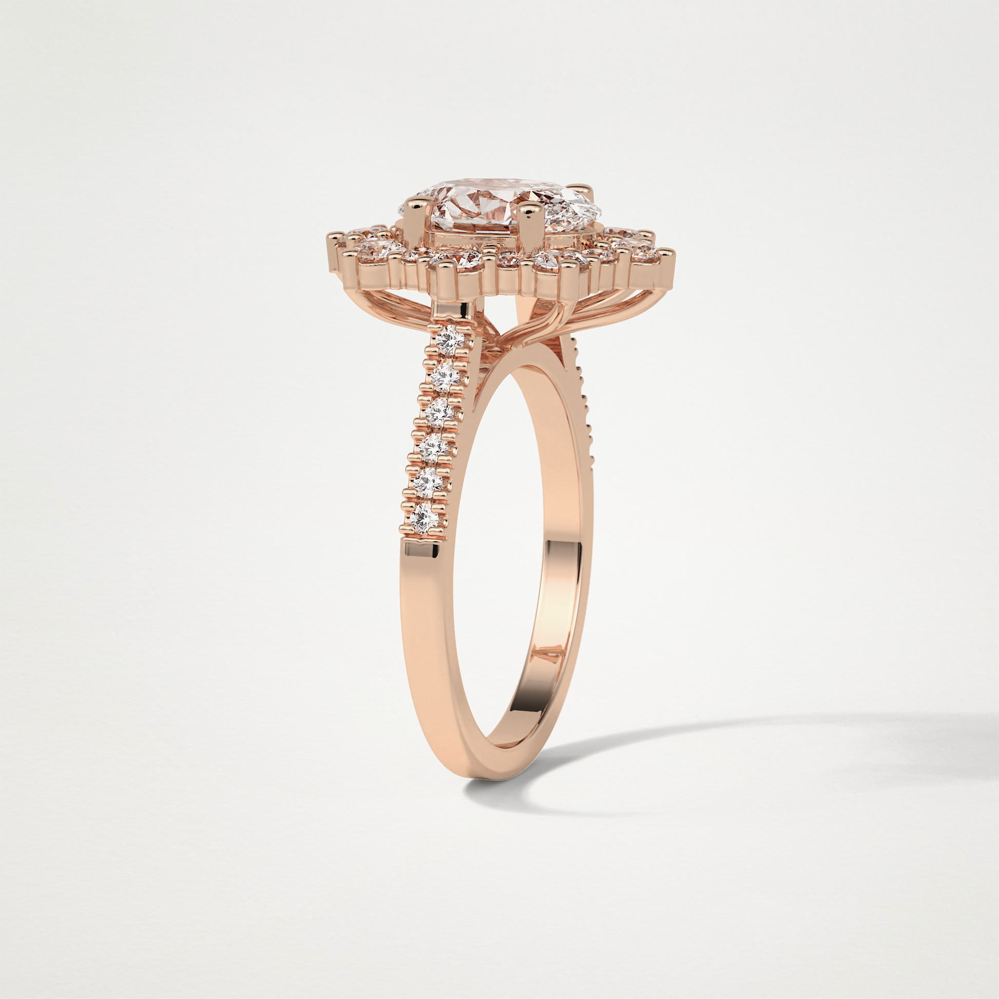 Oval Pave & Halo Lab Grown Diamond Engagement Ring
