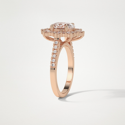 Oval Pave & Halo Lab Grown Diamond Engagement Ring