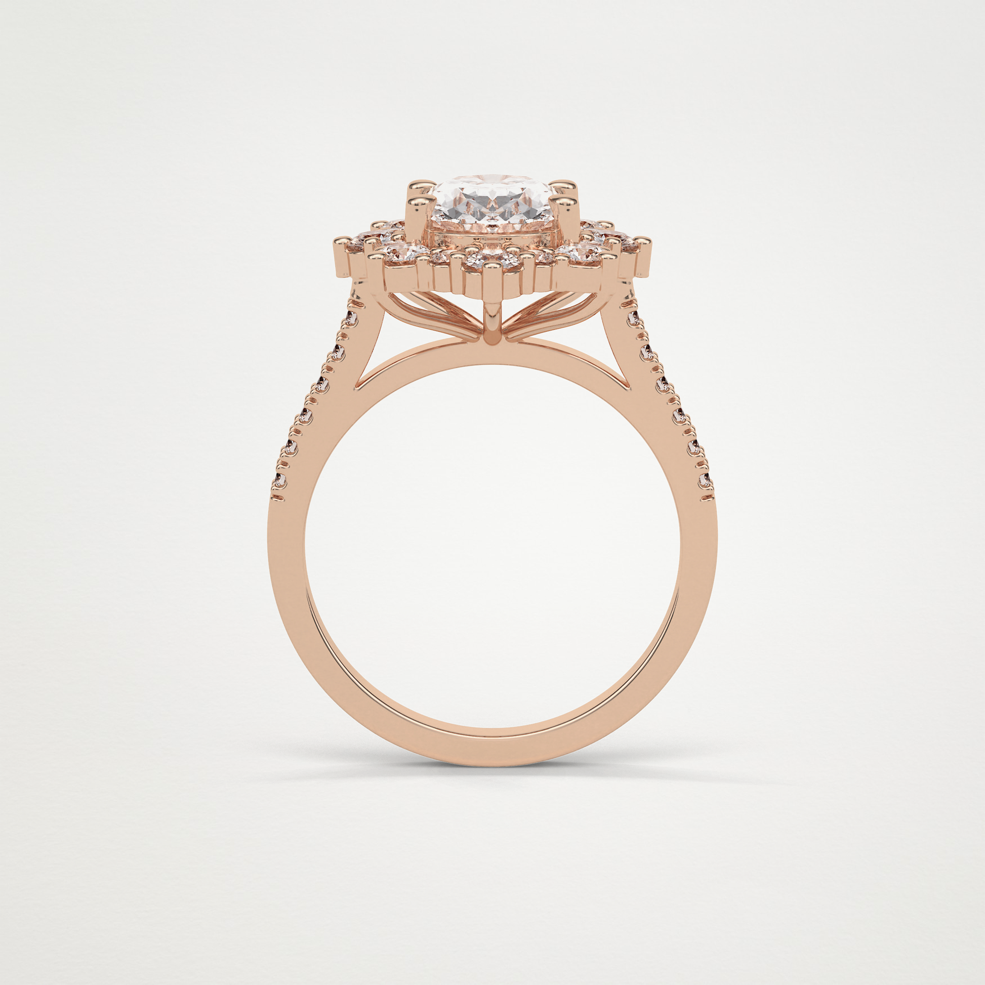 Oval Pave & Halo Lab Grown Diamond Engagement Ring