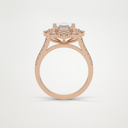 Oval Pave & Halo Lab Grown Diamond Engagement Ring