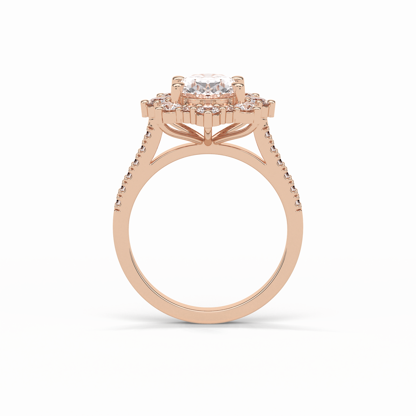 Oval Pave & Halo Lab Grown Diamond Engagement Ring