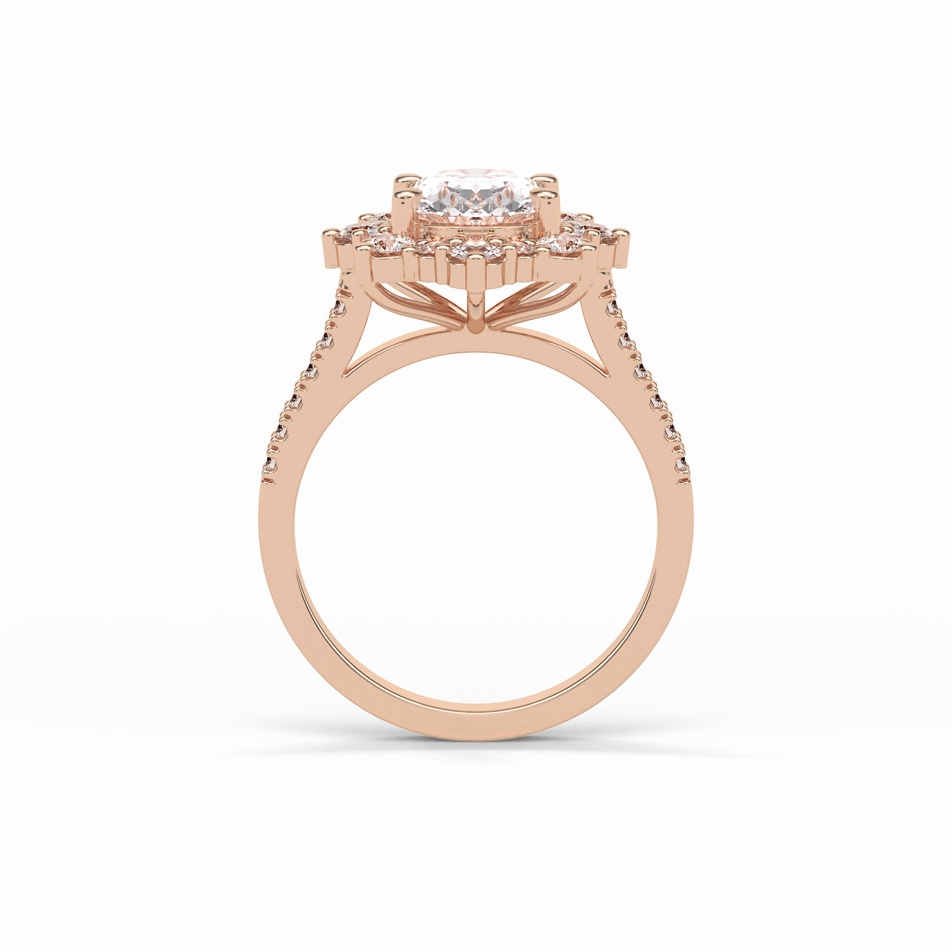 Oval Pave & Halo Lab Grown Diamond Engagement Ring