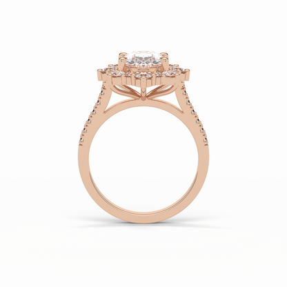 Oval Pave & Halo Lab Grown Diamond Engagement Ring