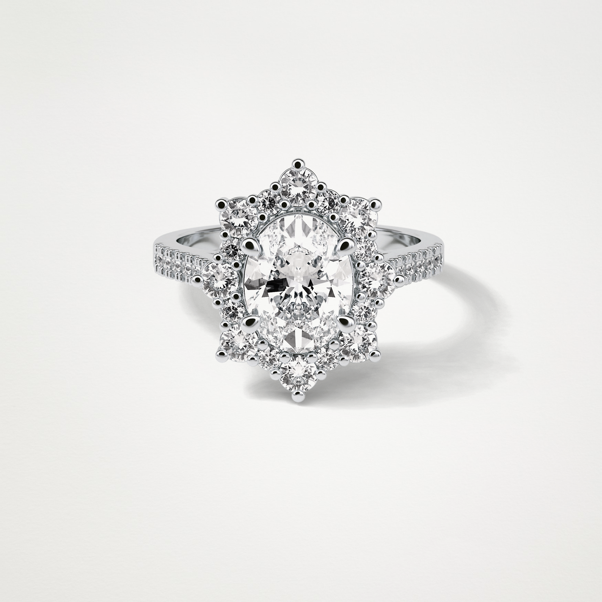 Oval Pave & Halo Lab Grown Diamond Engagement Ring