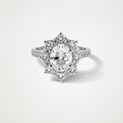Oval Pave & Halo Lab Grown Diamond Engagement Ring