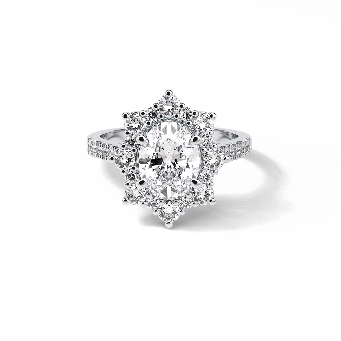 Oval Pave & Halo Lab Grown Diamond Engagement Ring