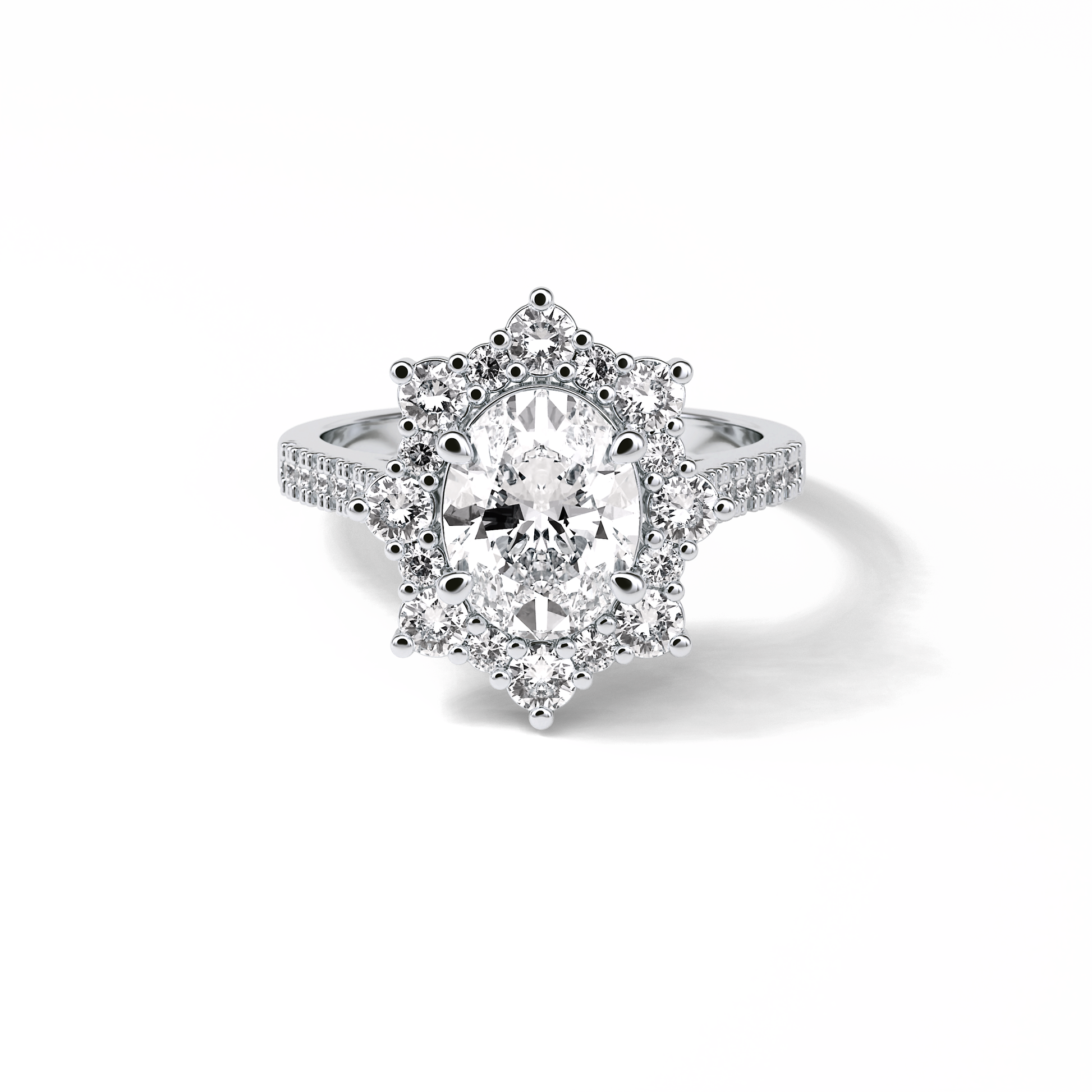 Oval Pave & Halo Lab Grown Diamond Engagement Ring