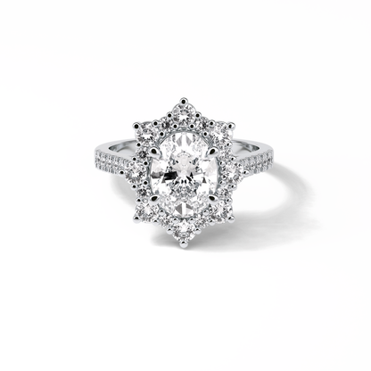 Oval Pave & Halo Lab Grown Diamond Engagement Ring