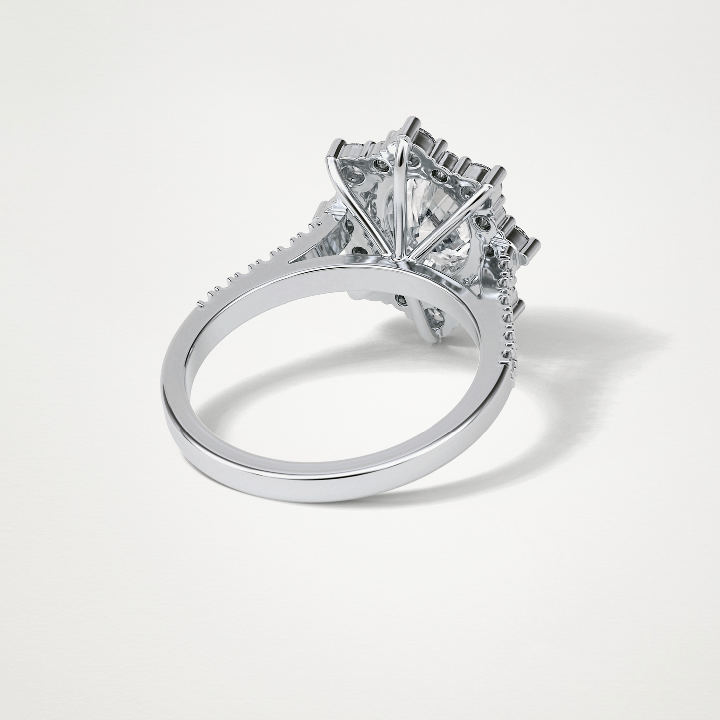 Oval Pave & Halo Lab Grown Diamond Engagement Ring