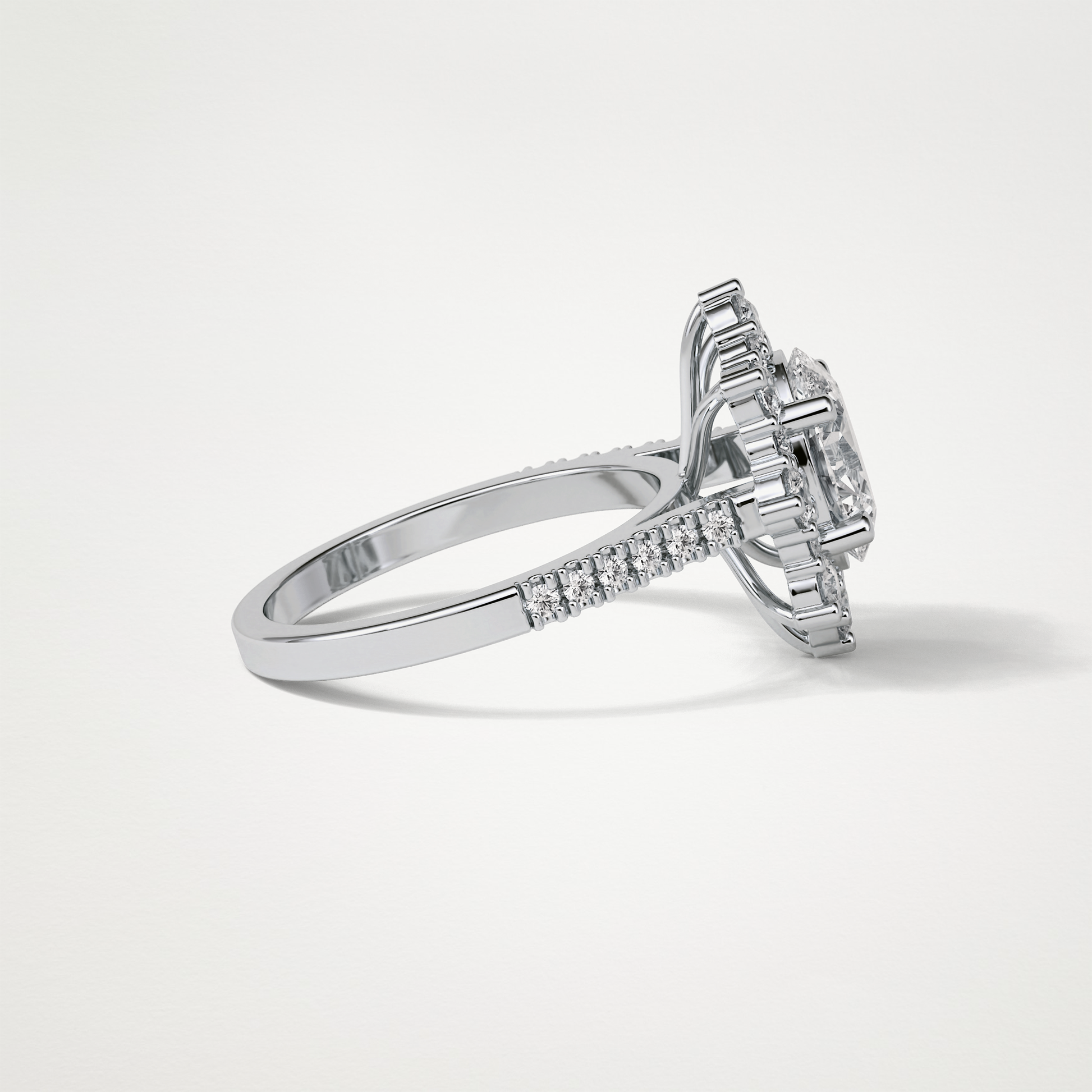 Oval Pave & Halo Lab Grown Diamond Engagement Ring