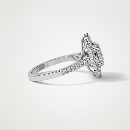 Oval Pave & Halo Lab Grown Diamond Engagement Ring