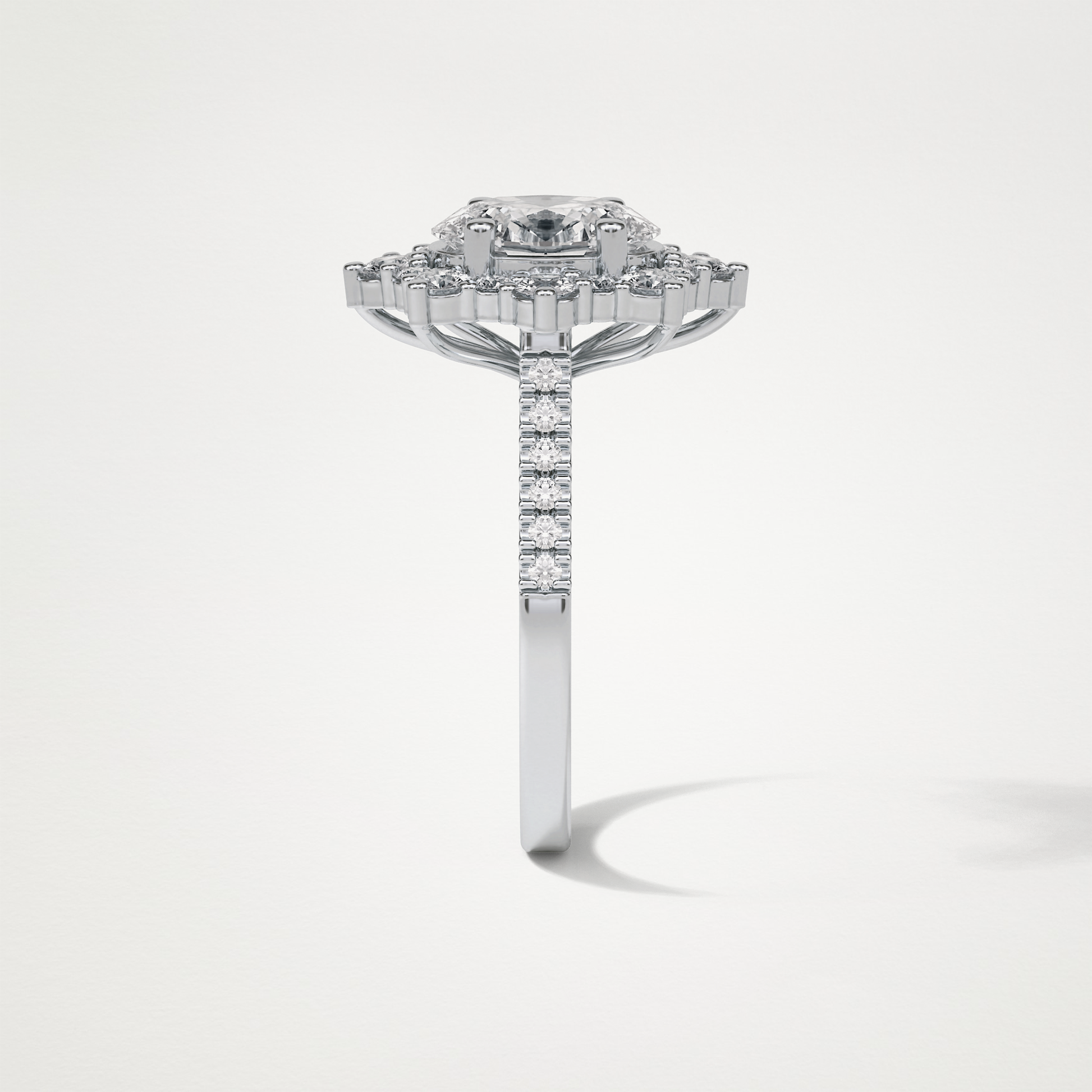 Oval Pave & Halo Lab Grown Diamond Engagement Ring