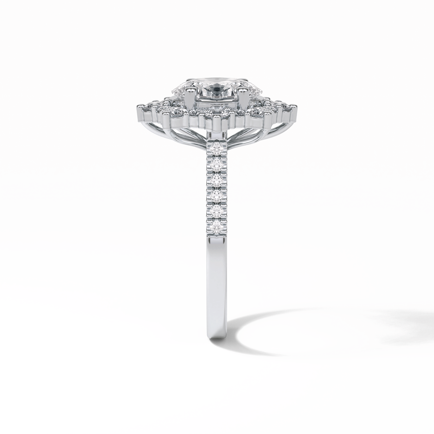 Oval Pave & Halo Lab Grown Diamond Engagement Ring