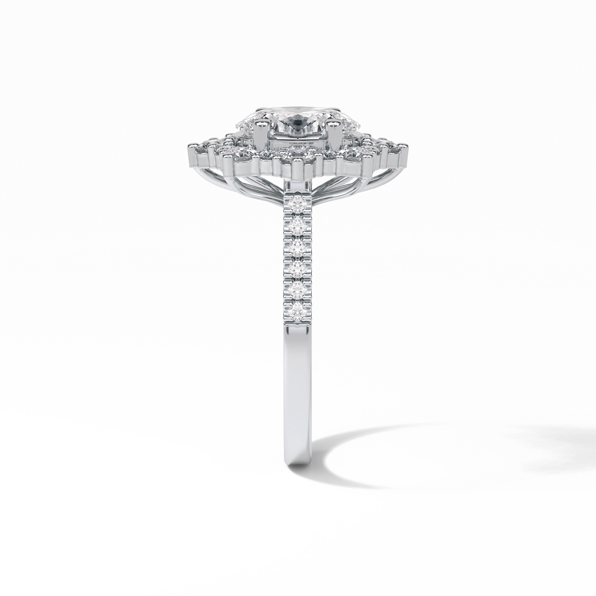 Oval Pave & Halo Lab Grown Diamond Engagement Ring
