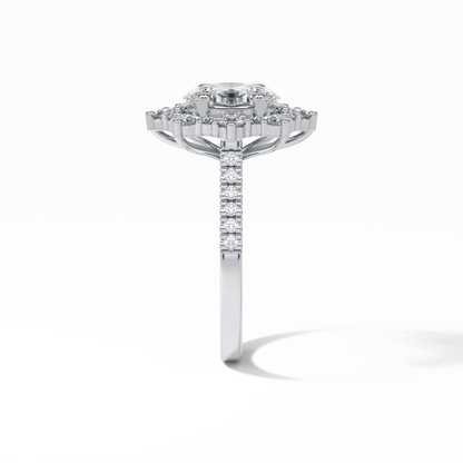 Oval Pave & Halo Lab Grown Diamond Engagement Ring