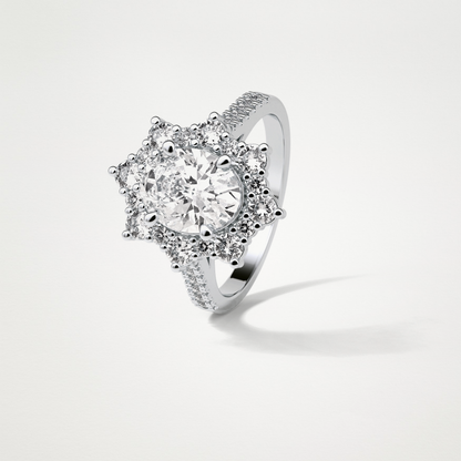 Oval Pave & Halo Lab Grown Diamond Engagement Ring