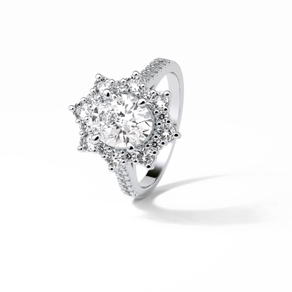 Oval Pave & Halo Lab Grown Diamond Engagement Ring
