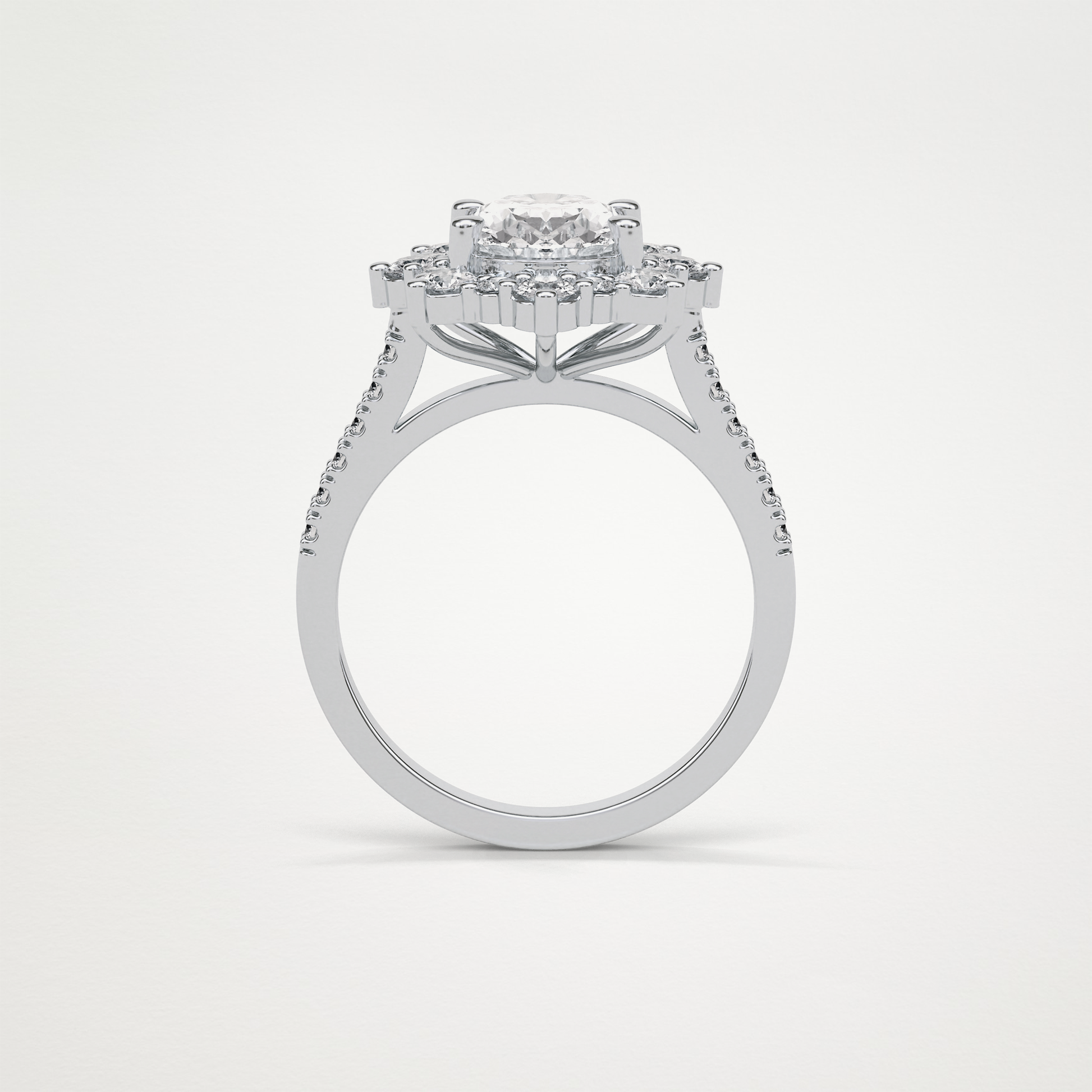 Oval Pave & Halo Lab Grown Diamond Engagement Ring