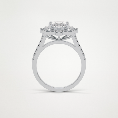 Oval Pave & Halo Lab Grown Diamond Engagement Ring