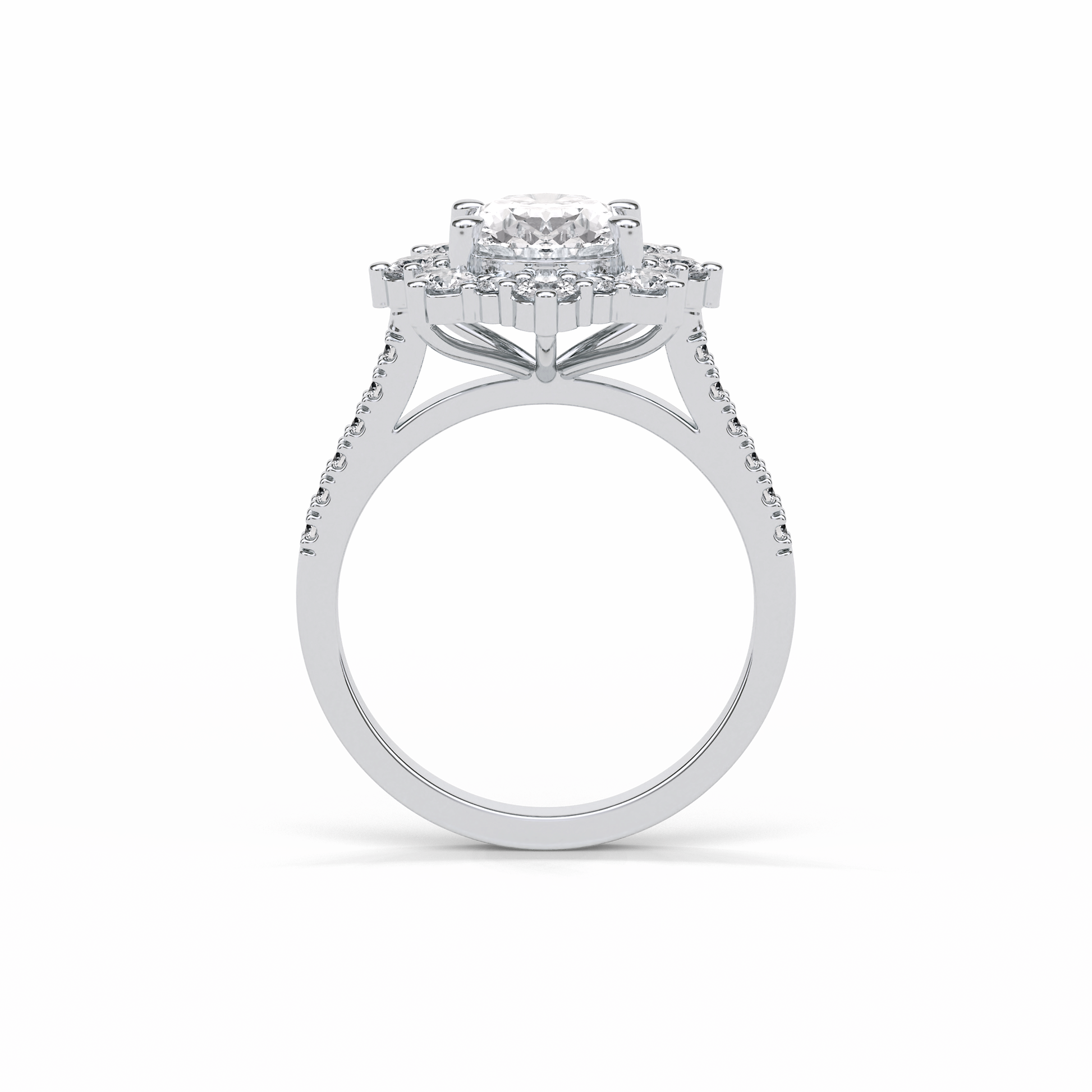 Oval Pave & Halo Lab Grown Diamond Engagement Ring