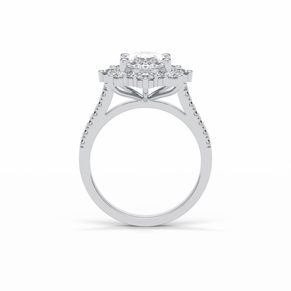 Oval Pave & Halo Lab Grown Diamond Engagement Ring