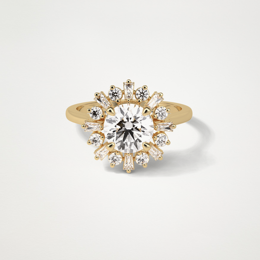 Round Cluster Lab Grown Diamond Engagement Ring