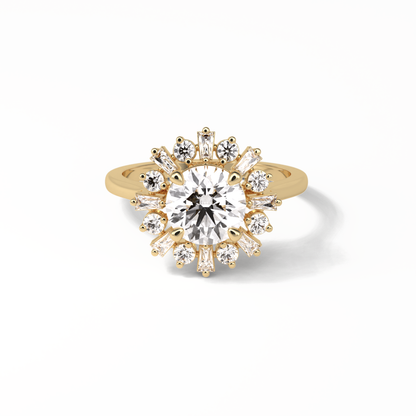 Round Cluster Lab Grown Diamond Engagement Ring