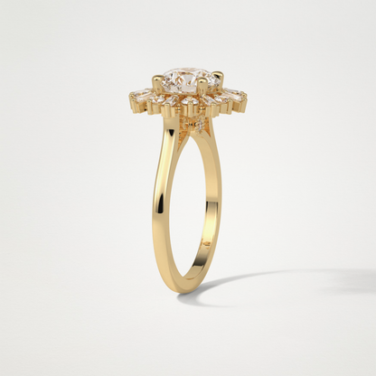 Round Cluster Lab Grown Diamond Engagement Ring