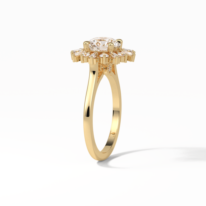 Round Cluster Lab Grown Diamond Engagement Ring