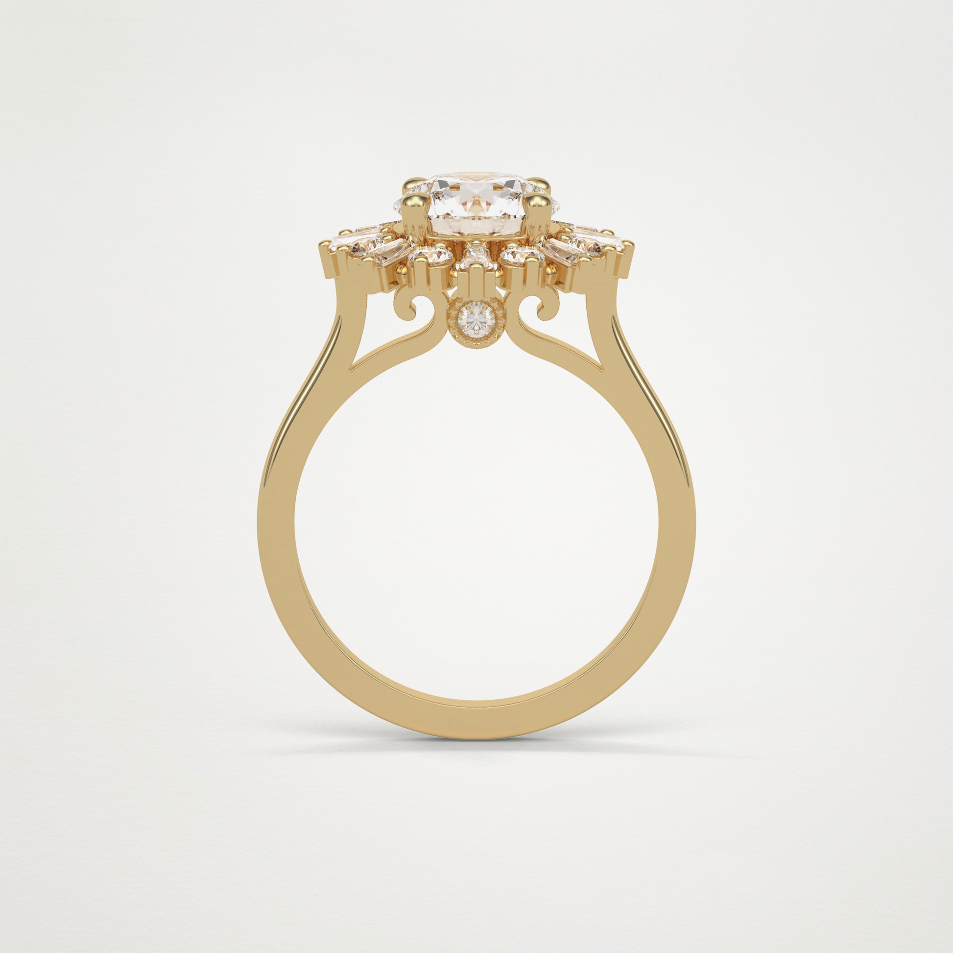 Round Cluster Lab Grown Diamond Engagement Ring