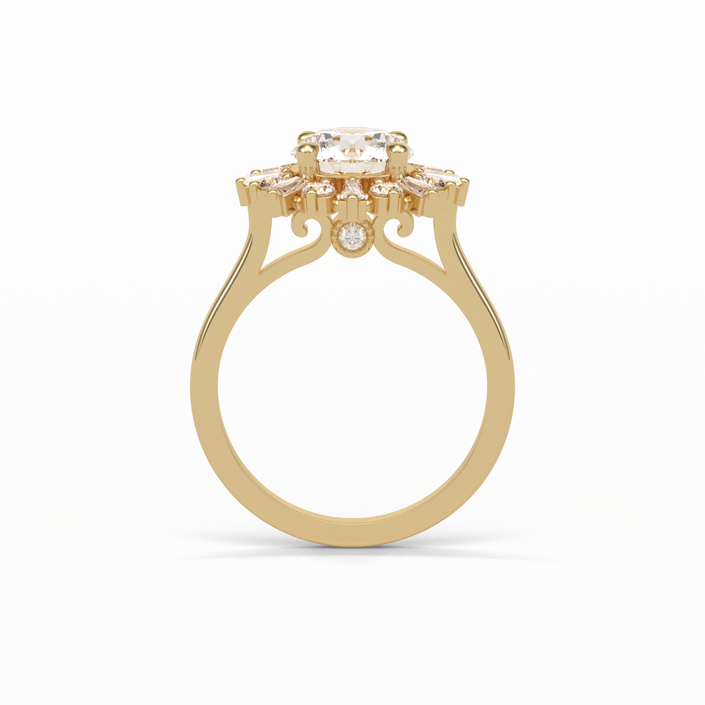 Round Cluster Lab Grown Diamond Engagement Ring