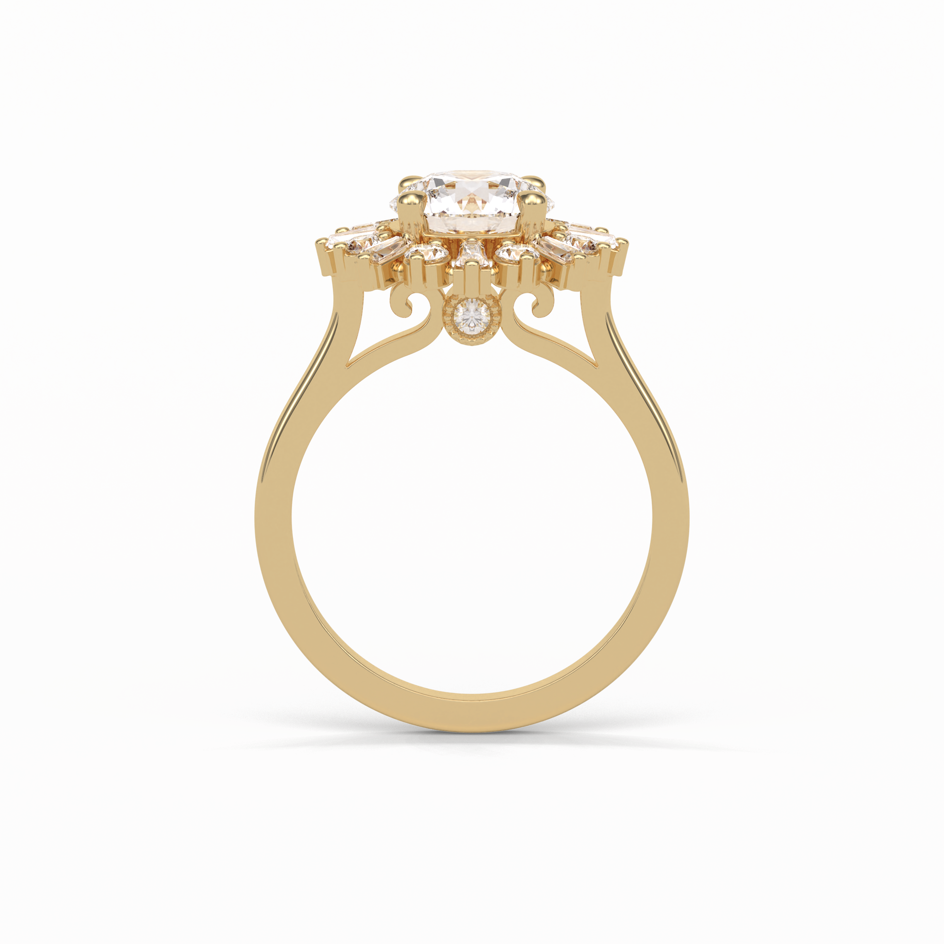 Round Cluster Lab Grown Diamond Engagement Ring