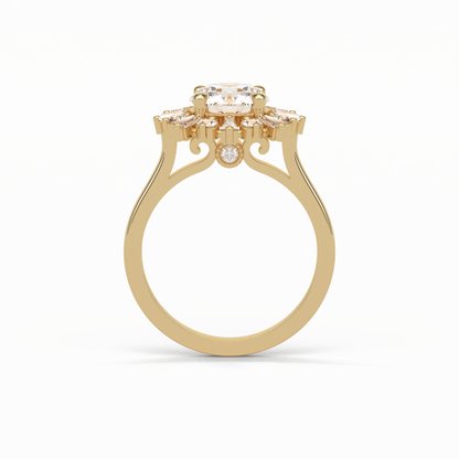 Round Cluster Lab Grown Diamond Engagement Ring