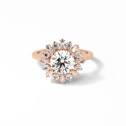 Round Cluster Lab Grown Diamond Engagement Ring