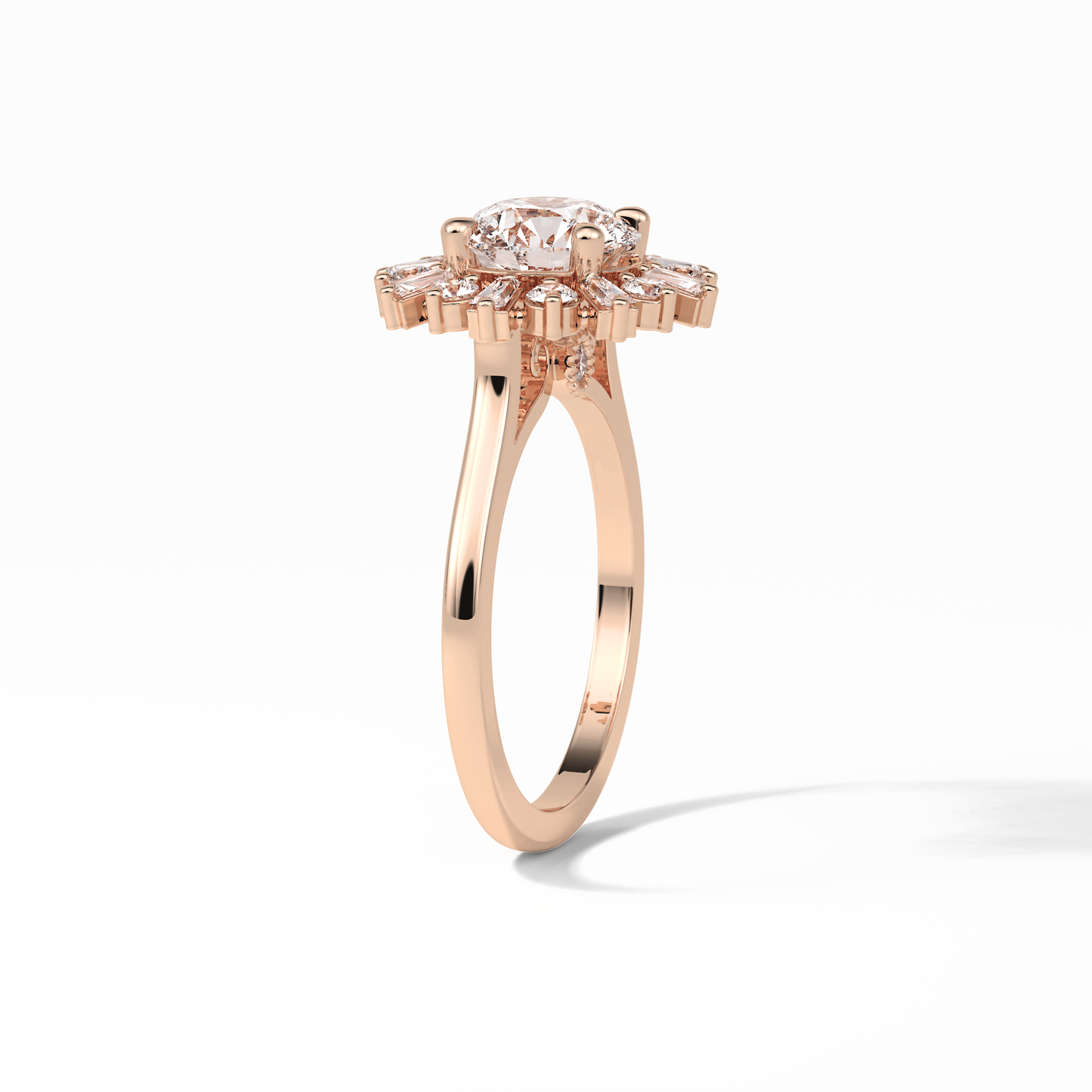 Round Cluster Lab Grown Diamond Engagement Ring