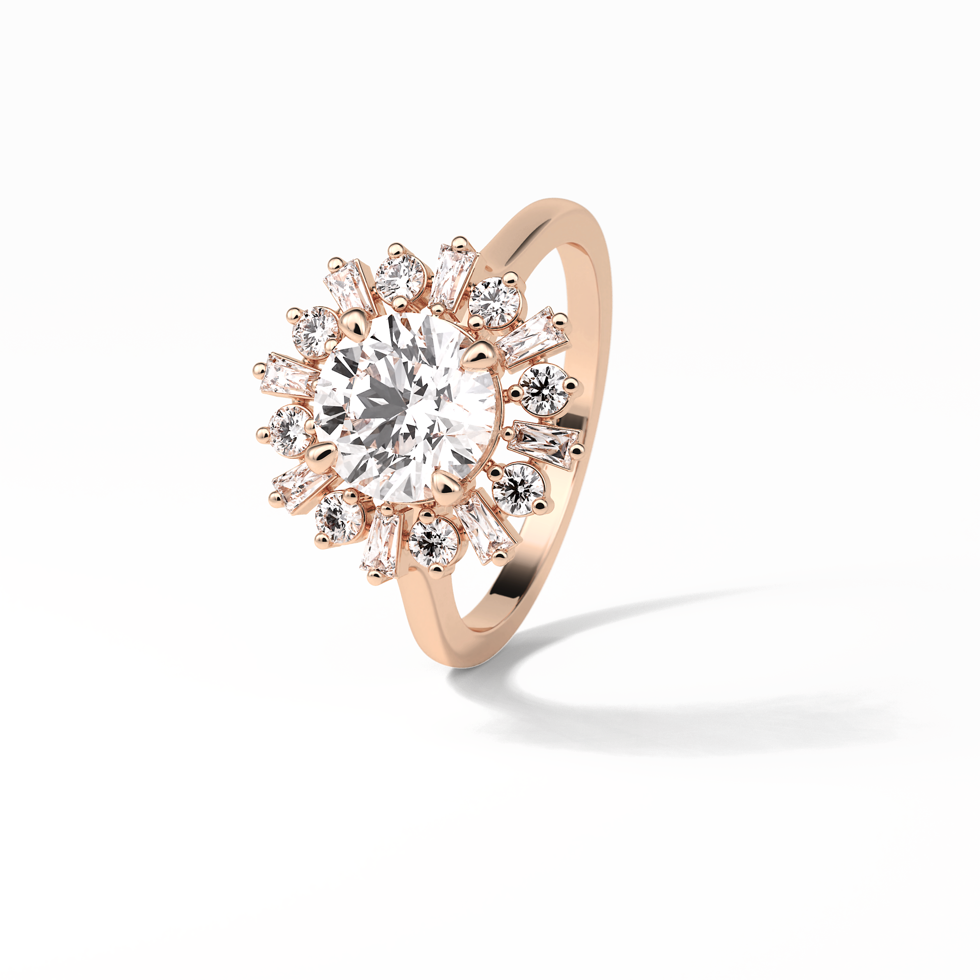 Round Cluster Lab Grown Diamond Engagement Ring