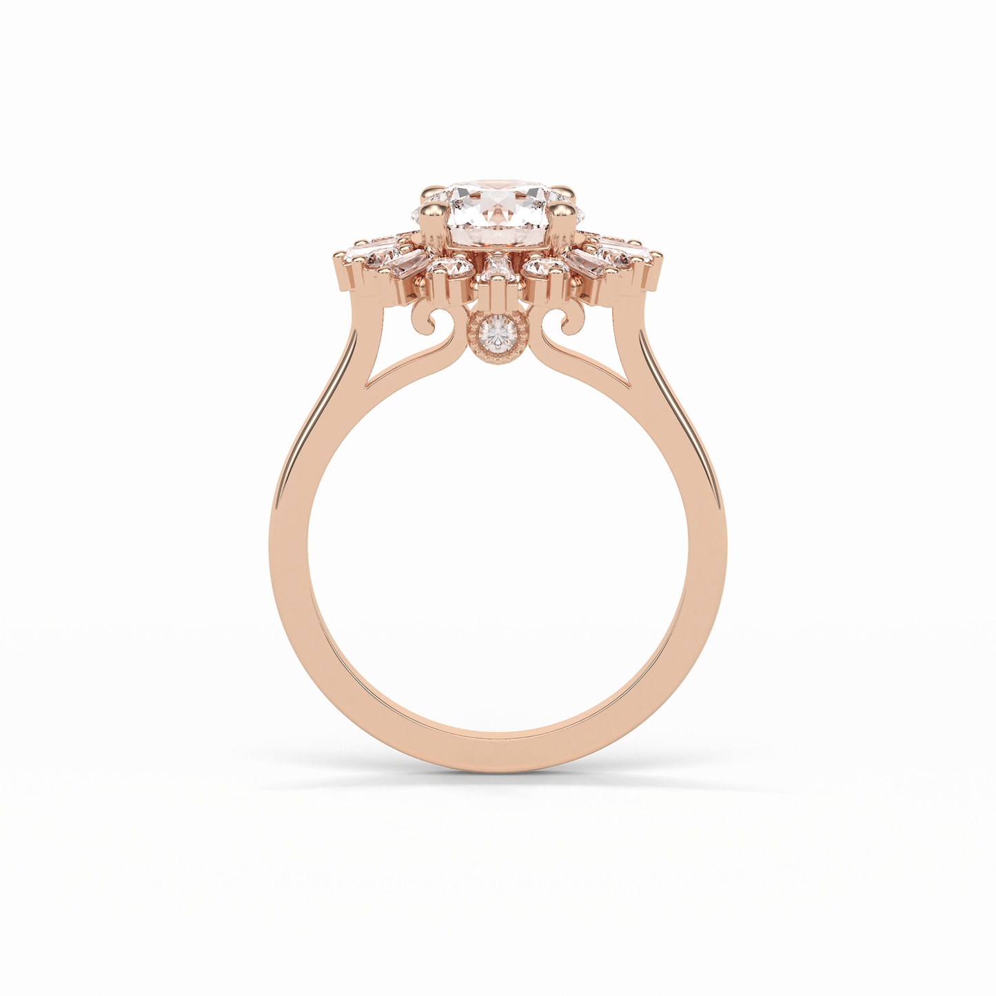 Round Cluster Lab Grown Diamond Engagement Ring