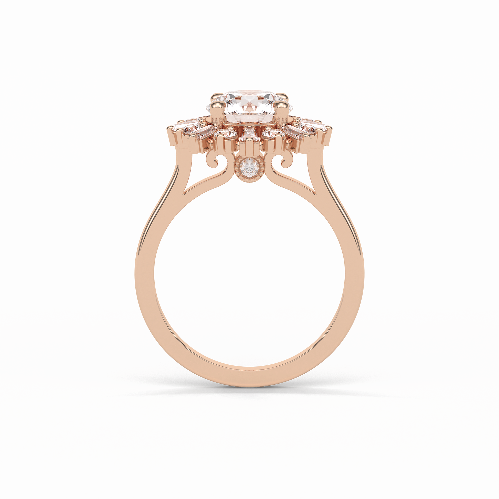 Round Cluster Lab Grown Diamond Engagement Ring