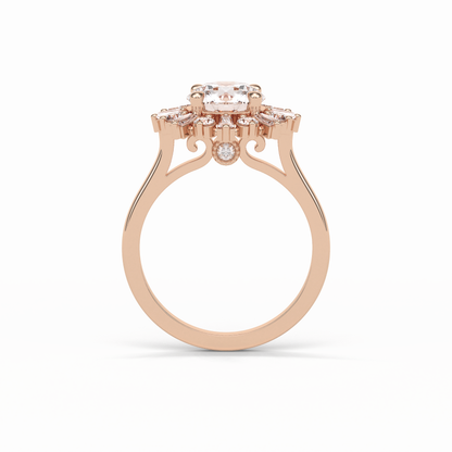 Round Cluster Lab Grown Diamond Engagement Ring